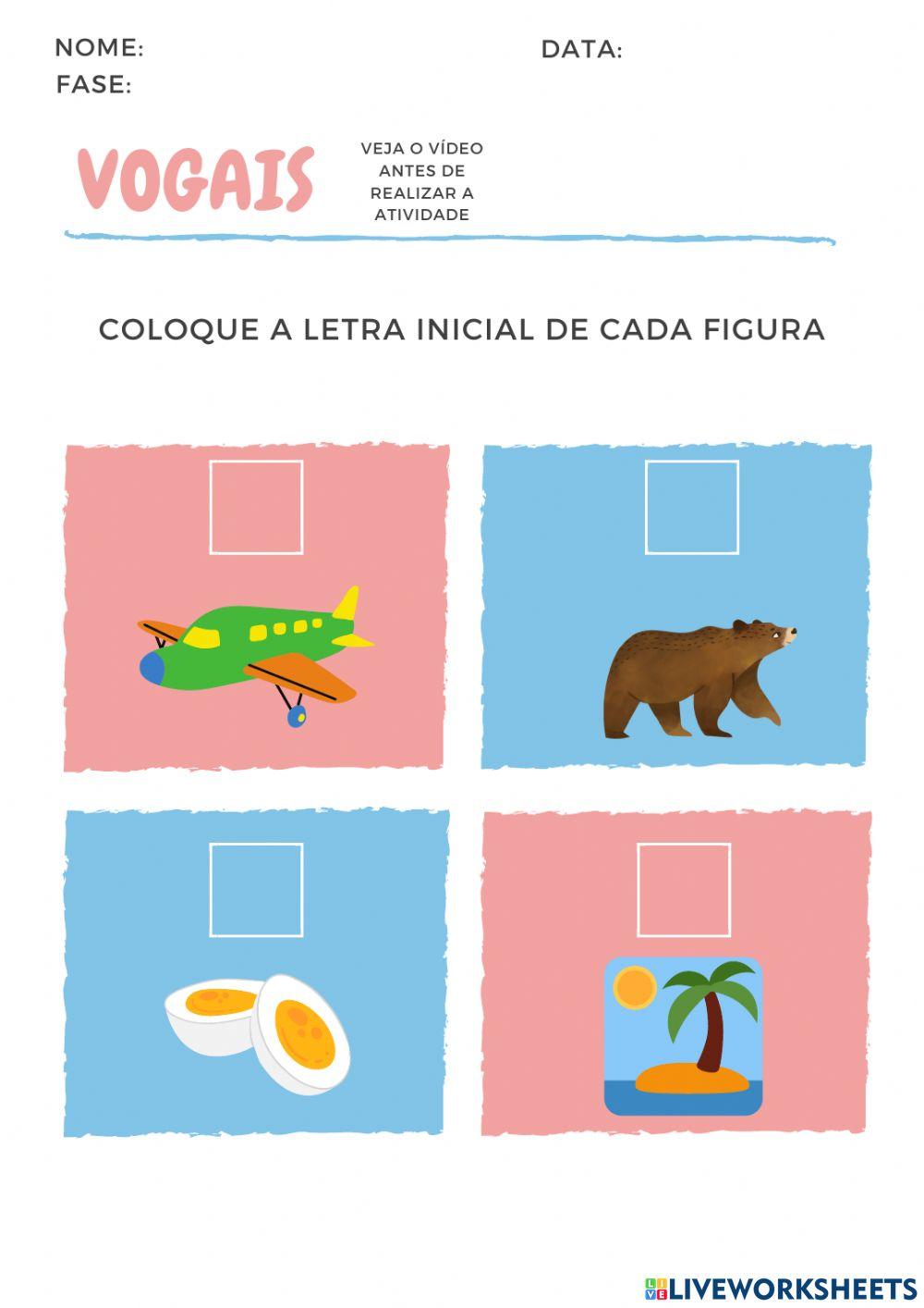 Vogais online exercise for EDUCAÇÃO INFANTIL